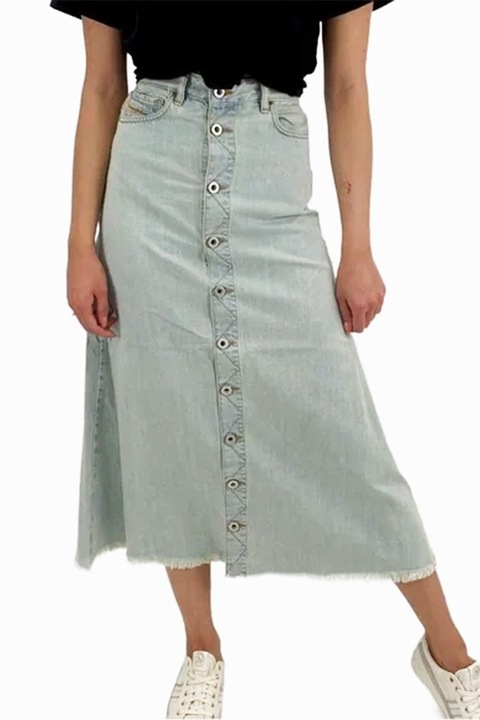 Fustă lungă de blugi pentru femei Diesel, nasturi, bumbac, W27, albastru deschis