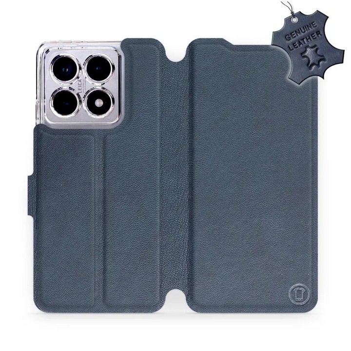 Калъф, Mobiwear - Leather - L_NBS за Xiaomi 14T, Тъмно Синьо
