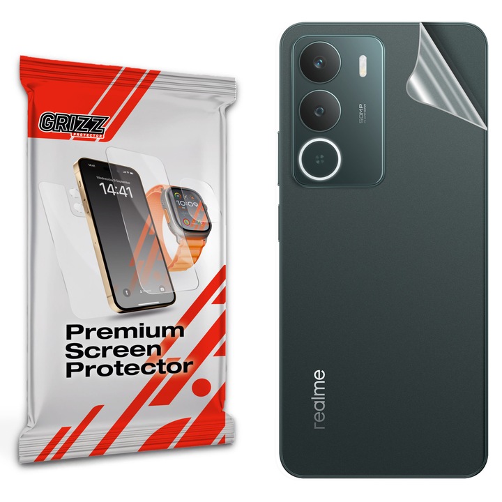 Защитно фолио Grizz за гърба на телефон Realme P3 Lite, прозрачно