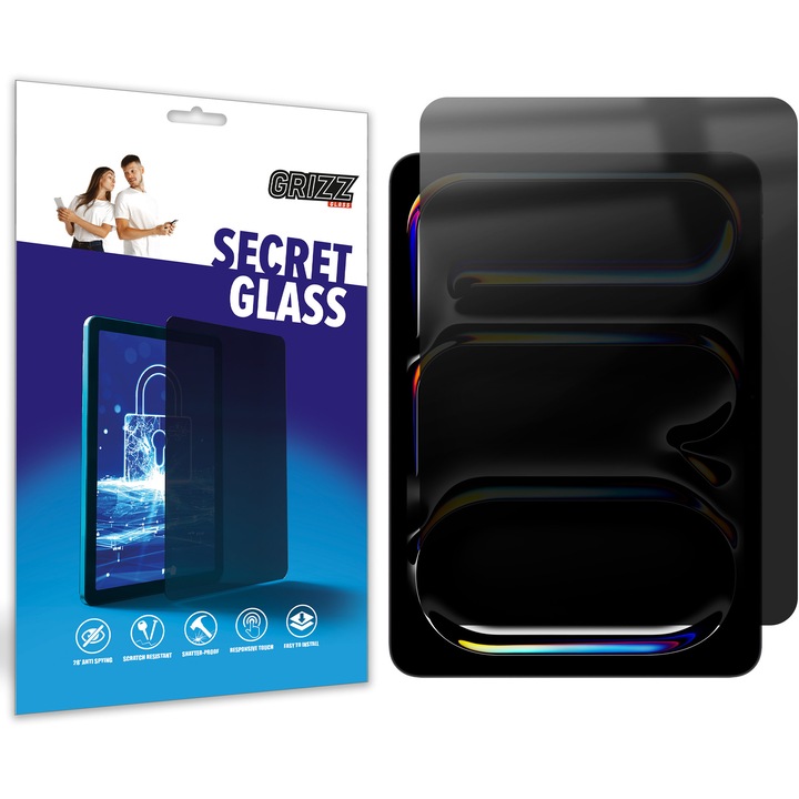 Folie protectie tablete Grizz Glass, sticla secreta de confidentialitate, transparenta, pentru iPad Pro 11" M5 2025