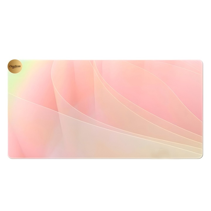 Mousepad mare XL, Omelivon, roz prafuit, 80x30cm, impermeabil, baza antiderapanta