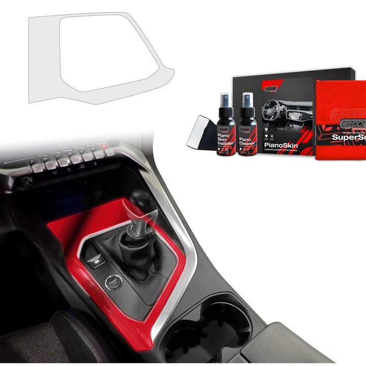 Folie de protectie mata Grizz pentru interior Peugeot 3008, transparenta, montaj usor