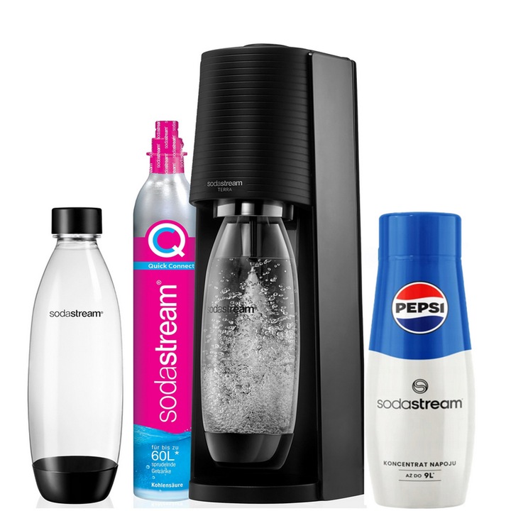SODASTREAM TERRA SATURATOR PATRON 1 PALACK 1 L + Pepsi szirup