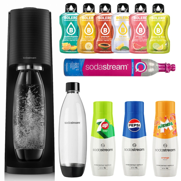 Sodastream Terra szaturátor készlet patron 1 palack 1 l 3 szirup + 6 Bolero