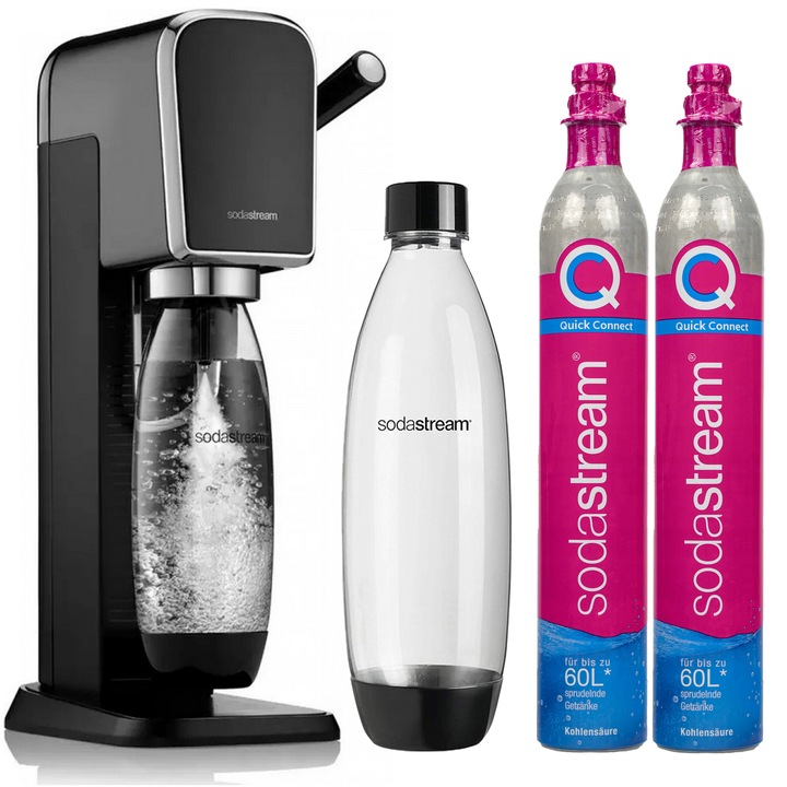 SodaStream Art Black szénsavasvíz-készítő gép 1 palackkal és 2 CO2 patronnal