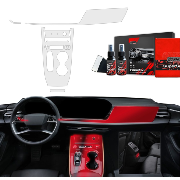 Folie de protectie mata Grizz pentru interior Audi A5 B10, transparenta, montaj usor
