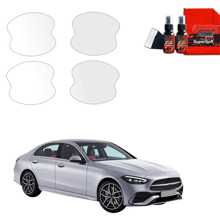 Folie de protectie PPF Transparenta BodyShield pentru caroserie, Grizz Glass, 100% transparenta, set complet, pentru Mercedes C Klasa (2021-2025)