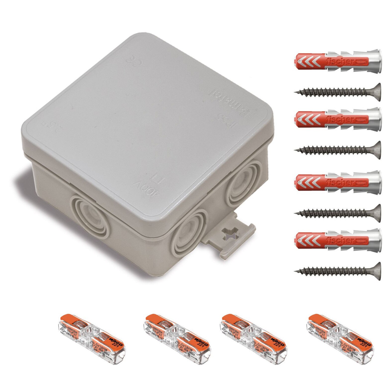 Doza de derivatie aparenta, Cutie conexiuni IP65 Famatel 3051, cu 7 ...