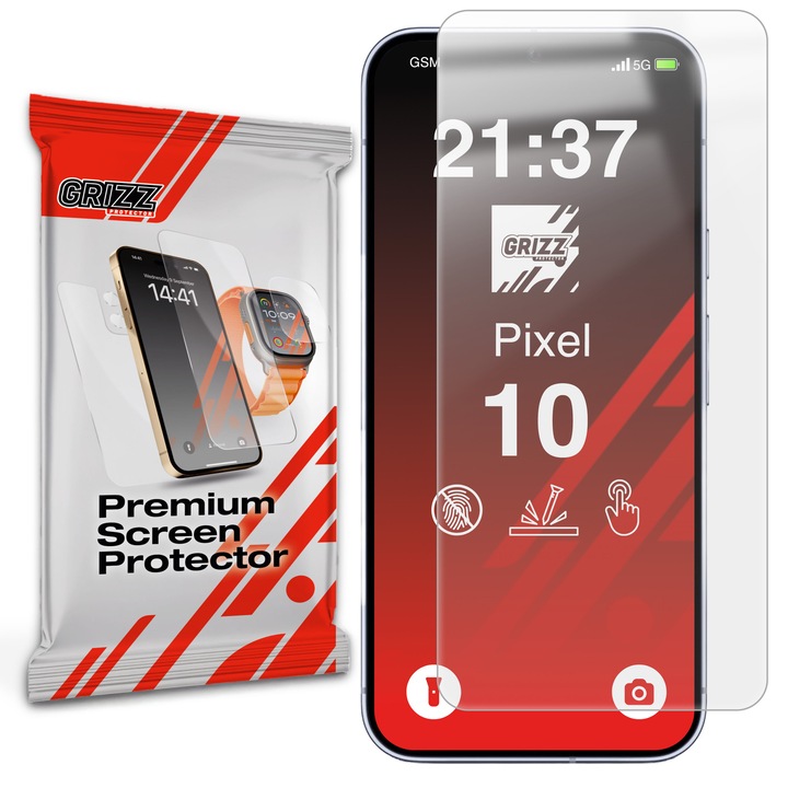 Folie de protectie Grizz Glass pentru Google Pixel 10, transparent, anti-amprente, usor de instalat