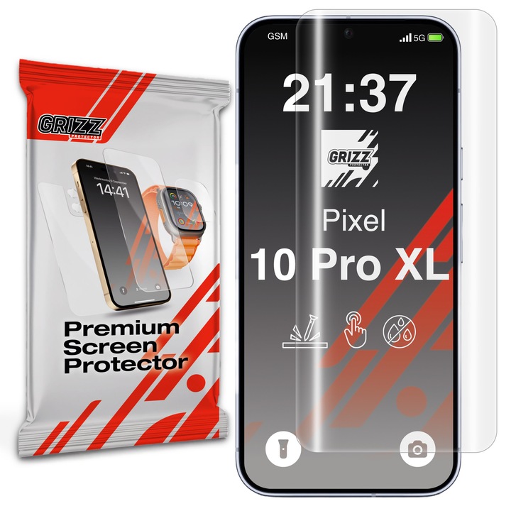 Folie de protectie hidrogel Grizz pentru Google Pixel 10 Pro XL, transparenta, instalare usoara