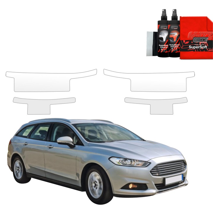 Folie de protectie PPF Transparenta BodyShield pentru caroserie, Grizz Glass, 100% transparenta, set complet, pentru Ford Mondeo Mk5 Kombi (2014-2019)
