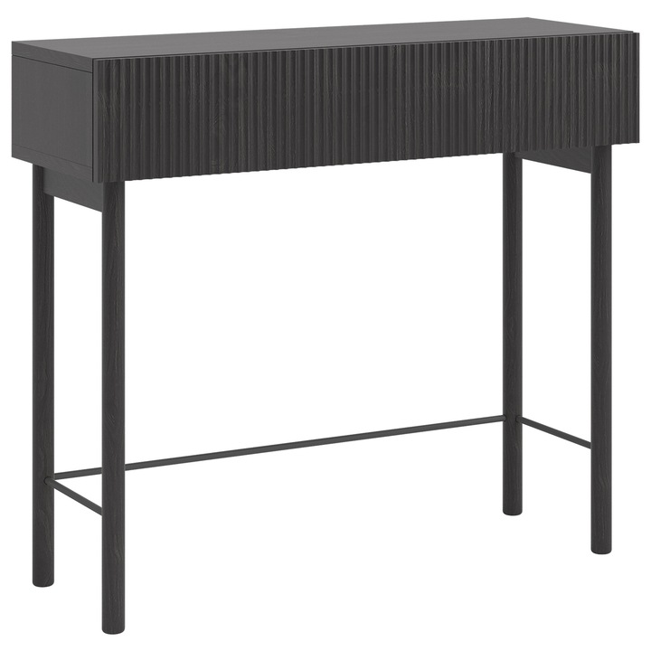 Consola Selsey Nolie cu 1 sertar, aspect frasin negru, 90 cm