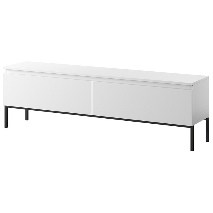 Comoda TV Selsey Bemmi, 150 cm, alb cu cadru metalic negru