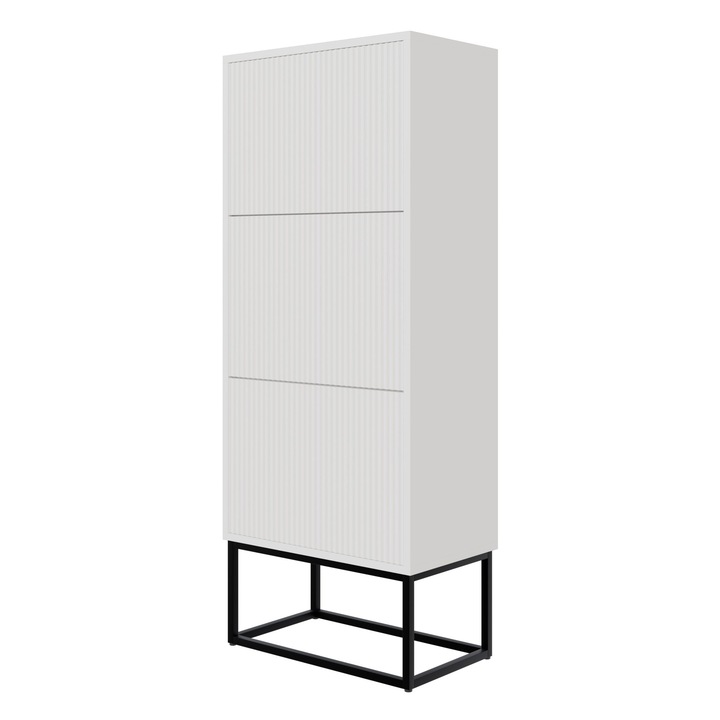 Pantofar Selsey Veldio cu 3 usi batante, alb-negru, 50 cm