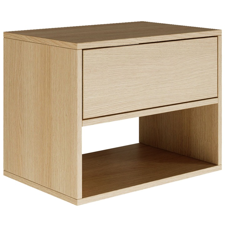 Noptiera suspendata Selsey Framme cu sertar si compartiment, aspect stejar, 50 cm