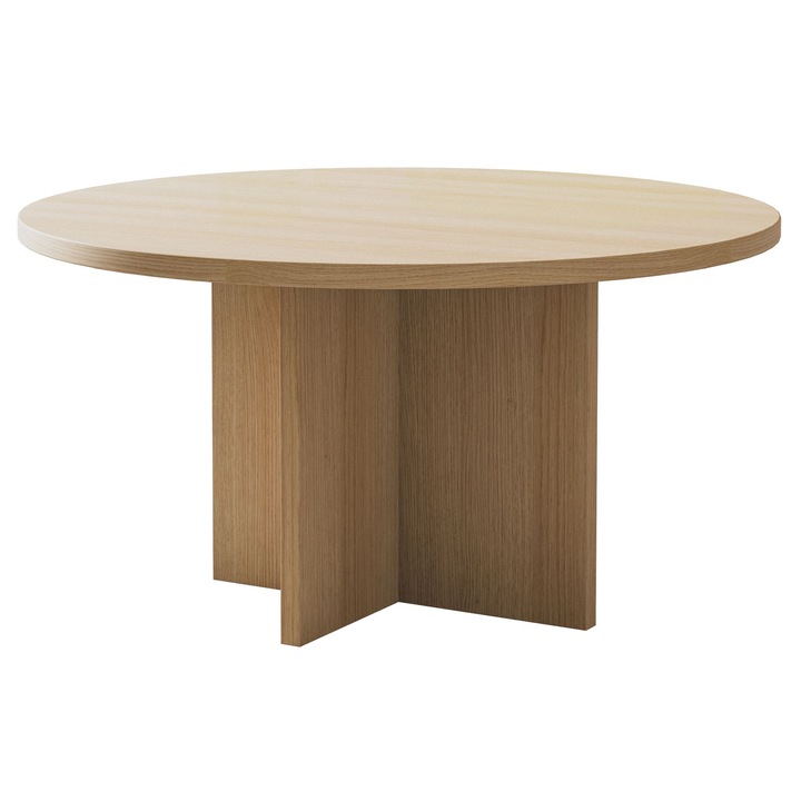 Masuta de cafea Selsey Ovo rotunda, 76 x 76 cm, aspect stejar Lindberg