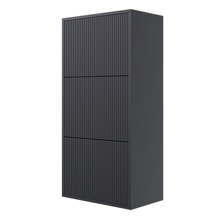 Pantofar suspendat Selsey Veldio cu 3 usi batante, negru, 50 cm