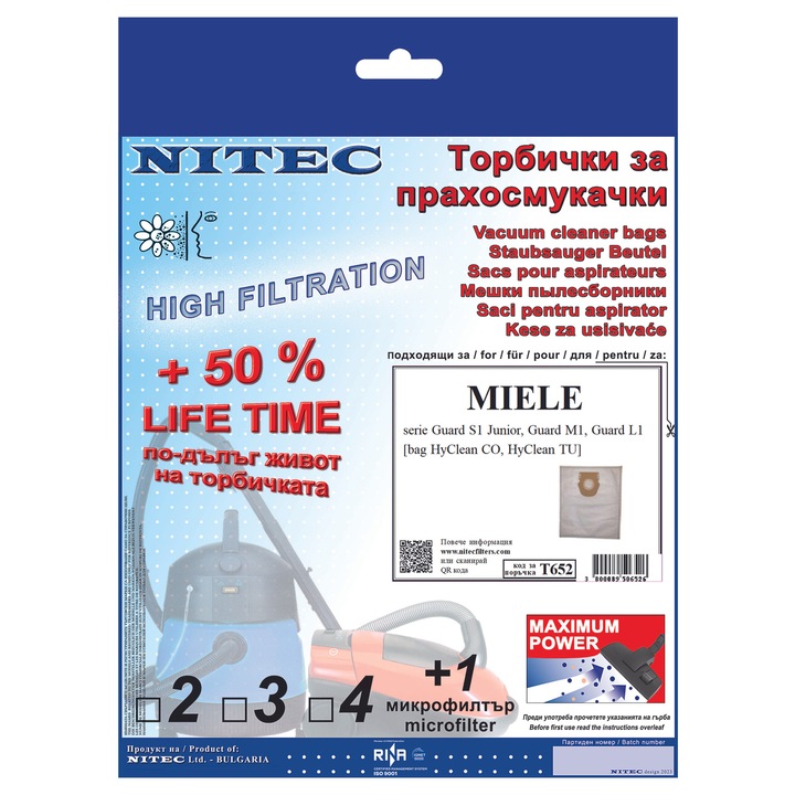 NITEC porszívózsákok, T652