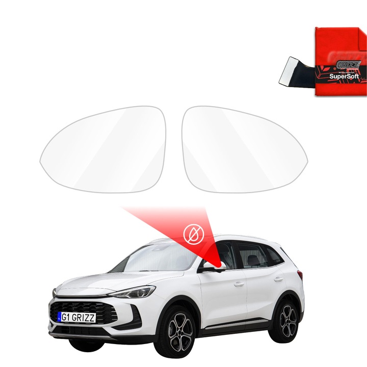 Folie anti-ploaie pentru oglinzi auto Grizz Glass, set de accesorii, transparent, pentru MG ZS 2019-2025