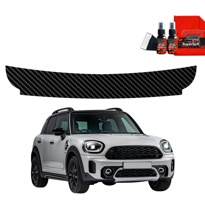 Folie de protectie carbon Grizz Glass pentru pragul portbagajului, carbon negru, set complet, pentru MINI Countryman (2023-2025)