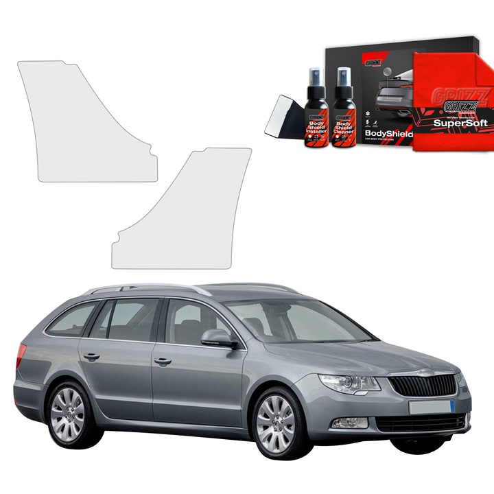 Folie de protectie PPF Transparenta BodyShield pentru Skoda Superb 2 Kombi, 2009-2013, set complet, 100% transparenta