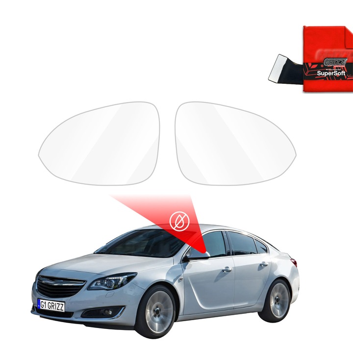 Folii anti-ploaie pentru oglinzi auto Grizz Glass, set cu accesorii, transparent, pentru Opel Insignia Sedan Facelifting (2013-2017)