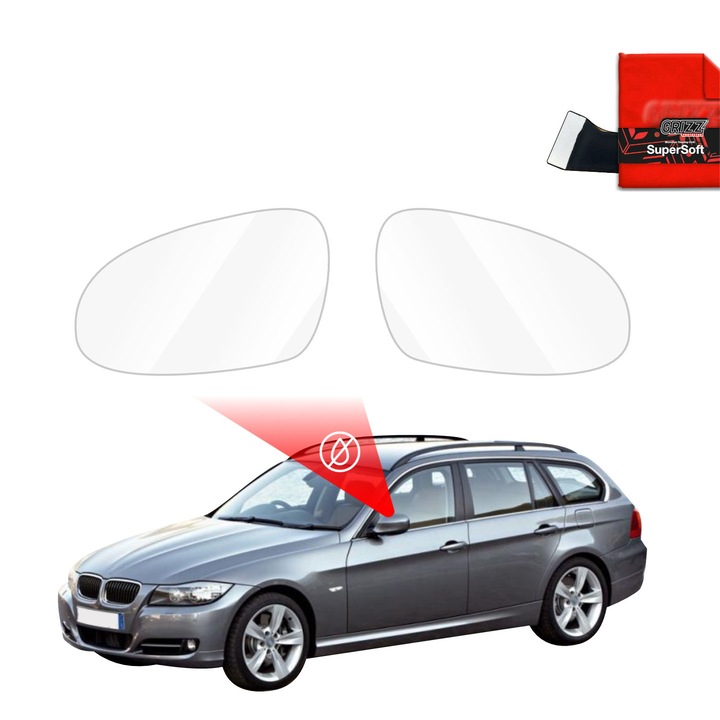 Folie anti-ploaie pentru oglinzi pentru BMW 3 E91 Kombi Pre-LCI (2004-2008), Grizz Glass, Transparent