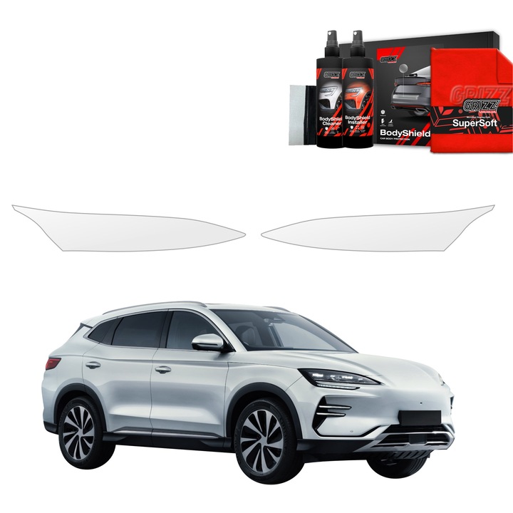 Folie de protectie pentru faruri pentru BYD Seal U (2024-2025), Grizz Glass, 2 in 1, Transparent