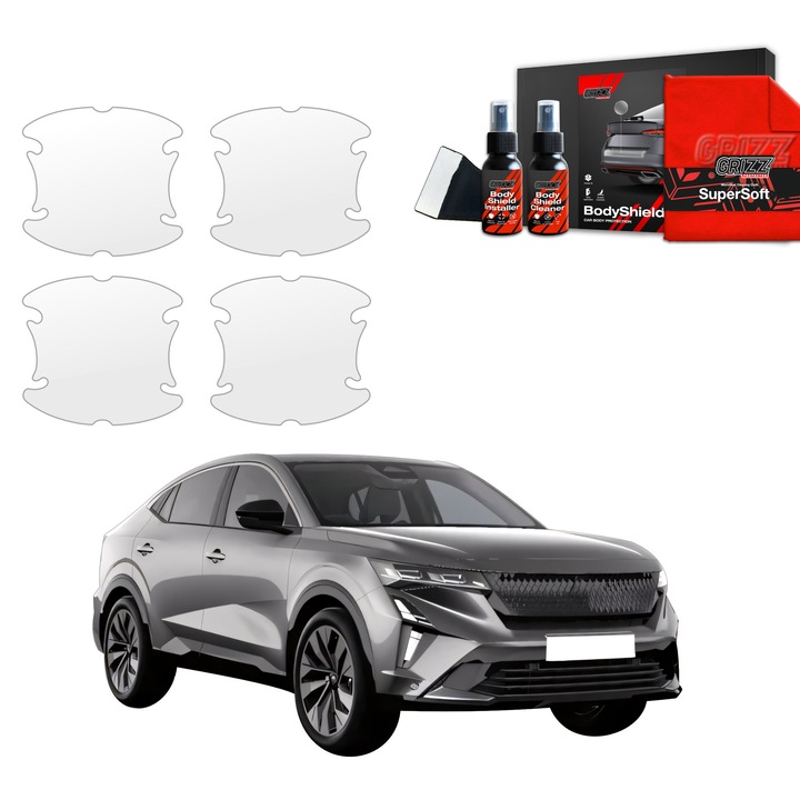 Folie de protectie PPF Transparenta Grizz Glass, set complet, 100% transparenta, pentru caroseria masinii Renault Rafale (2024-2025)