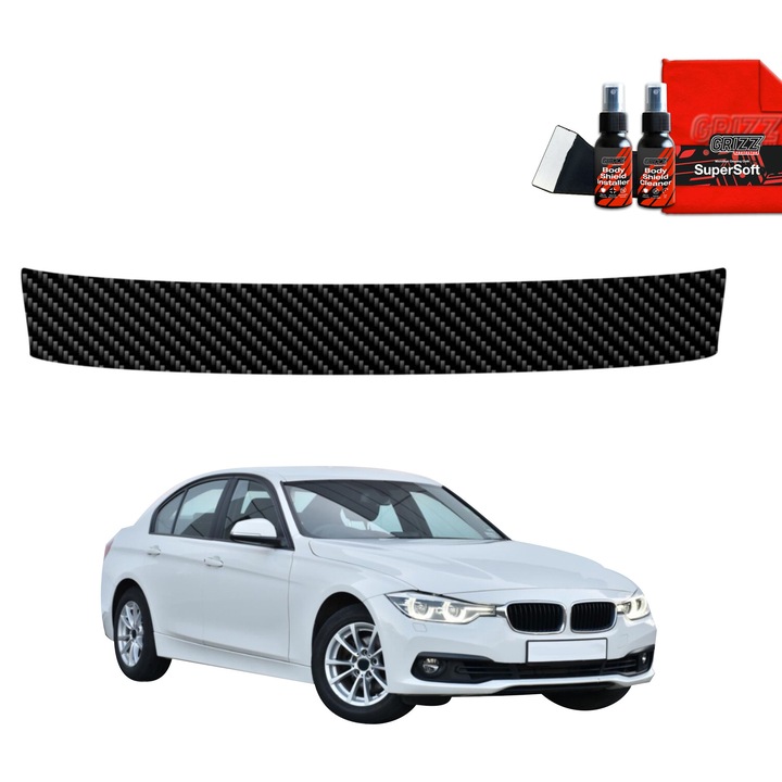 Folie de protectie carbon Grizz Glass, set, negru carbon, pentru BMW 3 F30 Sedan LCI (2015-2018)