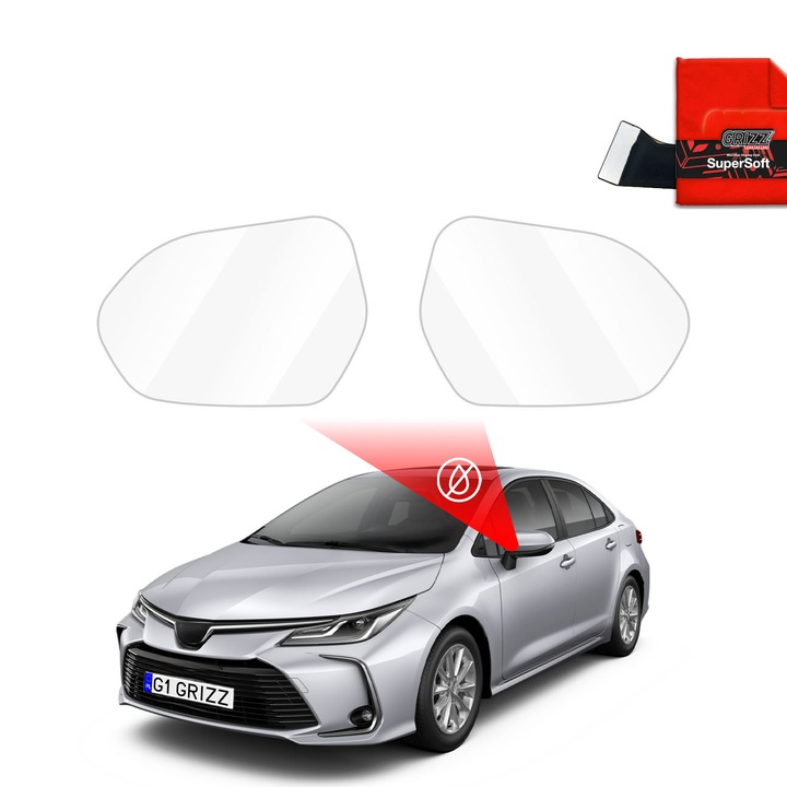 Folie anti-ploaie pentru oglinzi pentru Toyota Corolla (2018-2022), Grizz Glass, Transparent