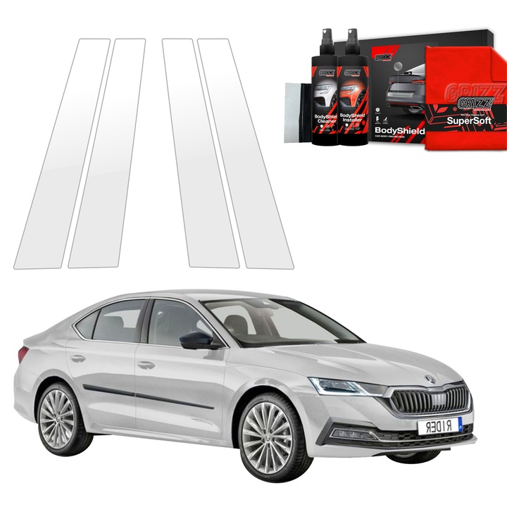 Folie de protectie PPF Transparenta Grizz Glass pentru Skoda Octavia 4 Hatchback, autoregenerare, 100% transparenta, set complet de instalare
