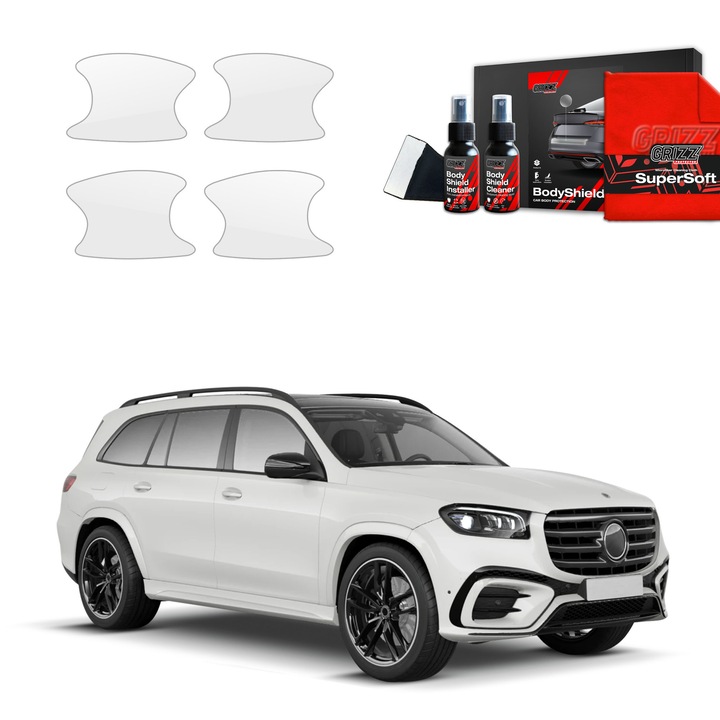 Folie de protectie PPF Transparenta BodyShield pentru caroserie, Grizz Glass, 100% transparenta, set complet, pentru Mercedes GLS 450d (2023-2025)