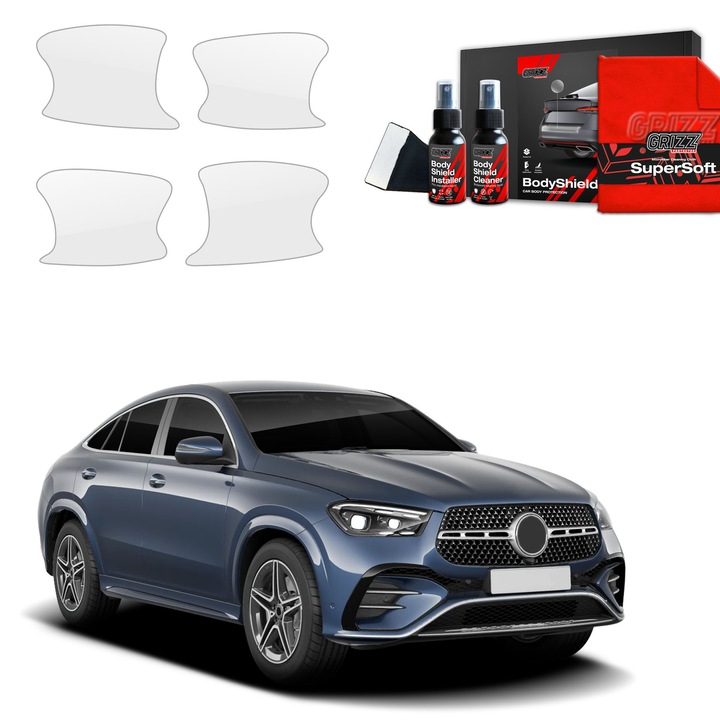 Folie de protectie PPF Transparenta Grizz Glass pentru caroserie, 100% transparenta, set complet, pentru Mercedes GLE 450d (2023-2025)