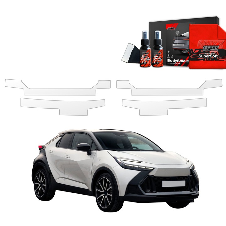 Folie de protectie PPF Transparenta Grizz Glass pentru Toyota C-HR 2023-2025, set complet, 100% transparenta