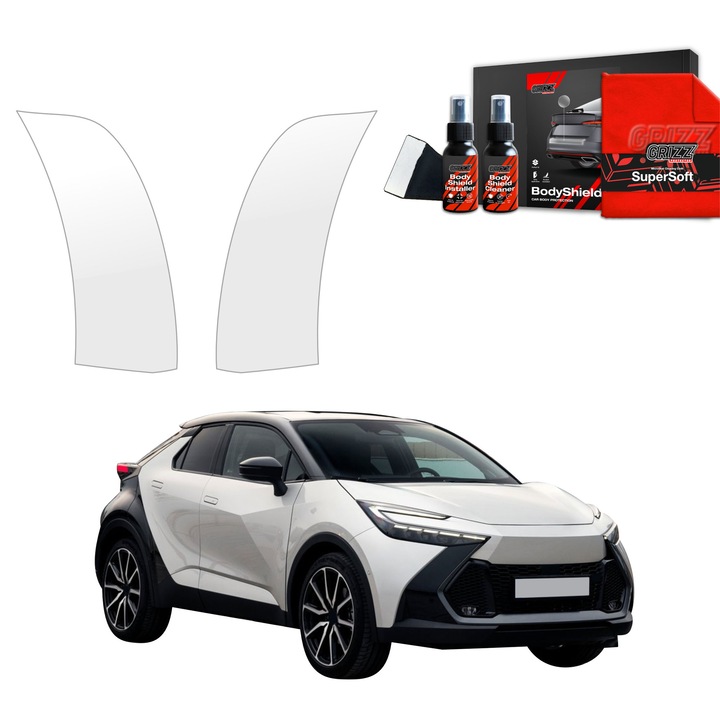 Folie de protectie PPF transparenta Grizz Glass pentru Toyota C-HR 2023-2025, set complet, 100% transparenta