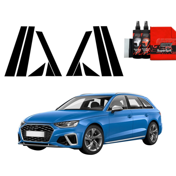 Folie de protectie auto Grizz Glass BodyShield Black, lucios, set complet, pentru Audi A4 Avant (2019-2024)