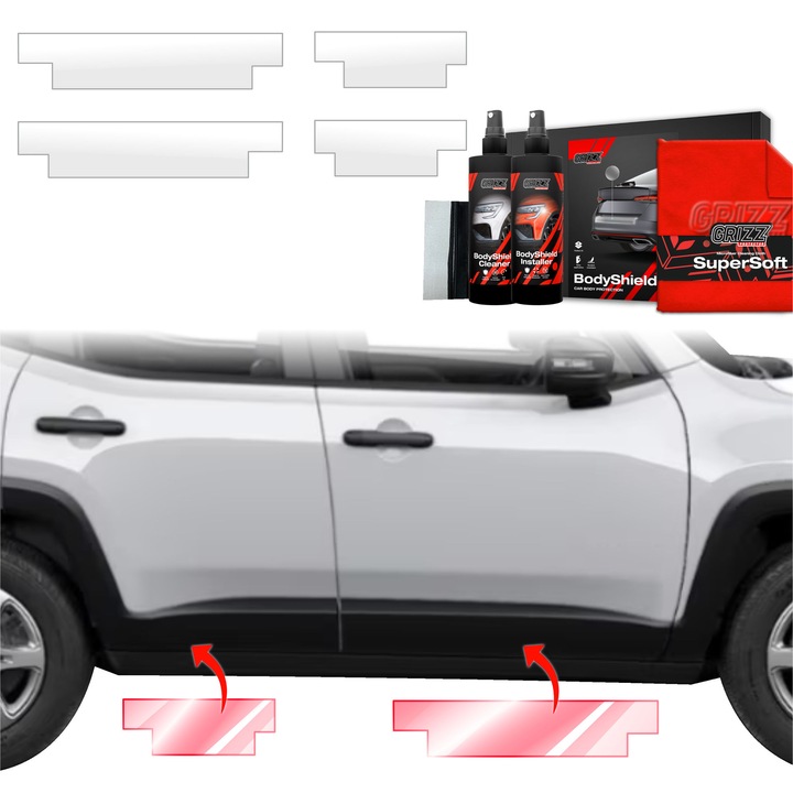 Folie de protectie PPF Transparenta BodyShield pentru Jeep Renegade (2022-2025), set complet, 100% transparenta