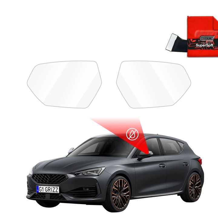 Folie anti-ploaie pentru oglinzi Grizz Glass, set de accesorii, transparent, pentru masina ta
