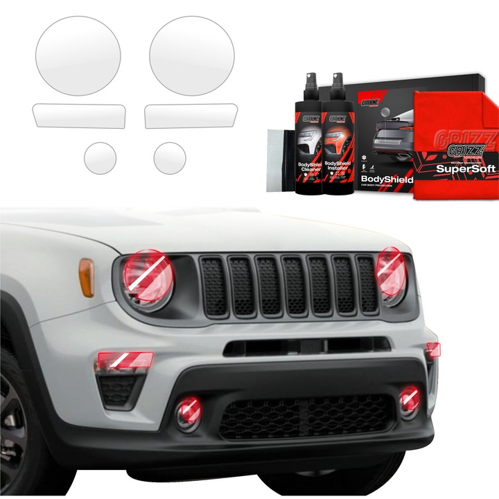 Folie de protectie PPF Transparenta Grizz Glass, set complet, 100% transparent, pentru caroserie Jeep Renegade (2022-2025)