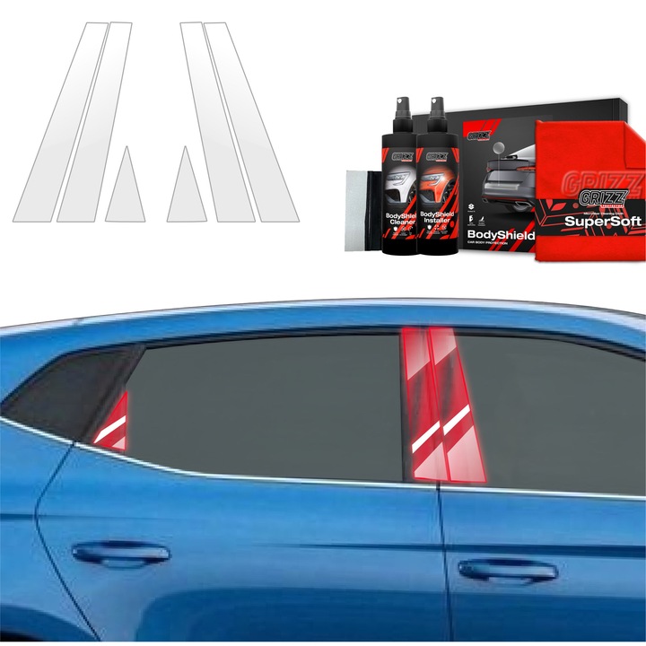 Folie de protectie PPF Transparenta Grizz Glass, set complet, 100% transparenta, pentru caroseria masinii, compatibila cu Seat Ibiza (2021-2025)