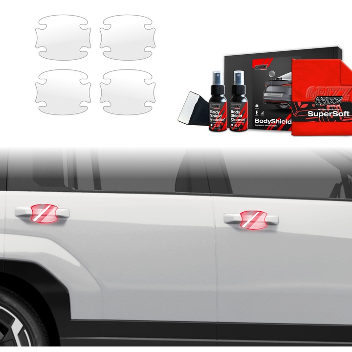 Folie de protectie PPF Transparenta BodyShield pentru caroseria masinii, Grizz Glass, 100% transparenta, set complet de instalare