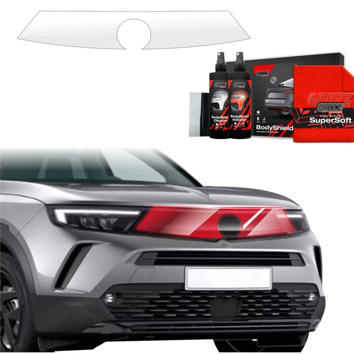 Folie de protectie PPF transparenta Grizz Glass pentru caroserie, autoregenerare zgarieturi, 100% transparenta, set complet, Opel Mokka (2021-2025)