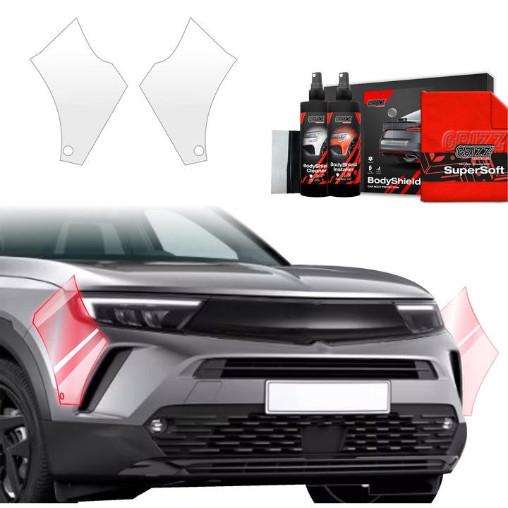 Folie de protectie PPF Transparenta Grizz Glass pentru Opel Mokka (2021-2025), set complet, 100% transparenta
