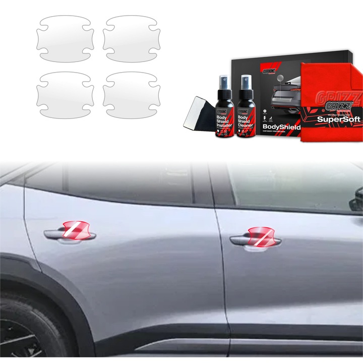 Folie de protectie PPF Transparenta BodyShield pentru caroseria masinii, Grizz Glass, 100% transparenta, set complet de instalare