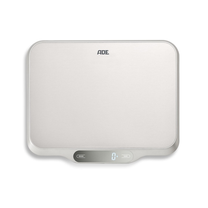Cantar de bucatarie ADE, 15 kg, 31x26,5cm, otel inoxidabil, ecran LCD