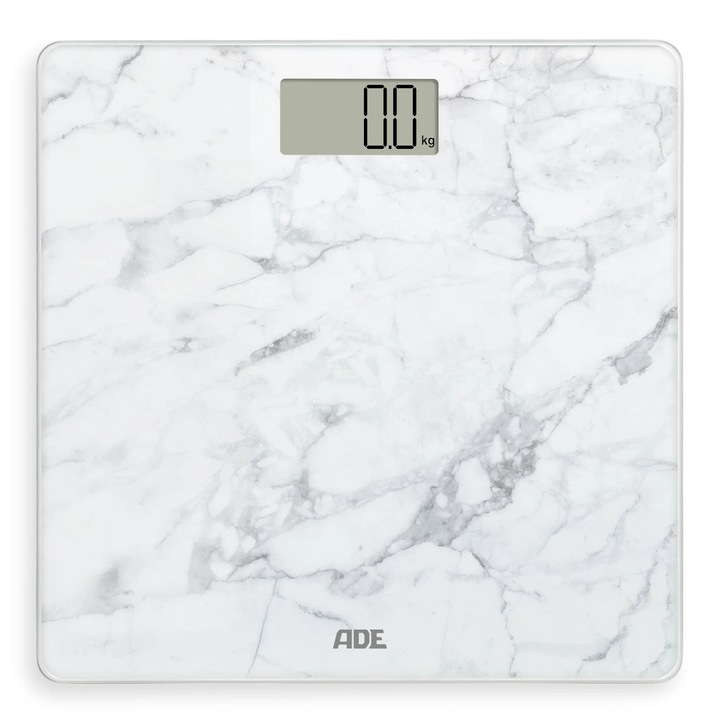 Кантар за тяло ADE Amina, 180 кг, 30x30 см, стъкло, бял