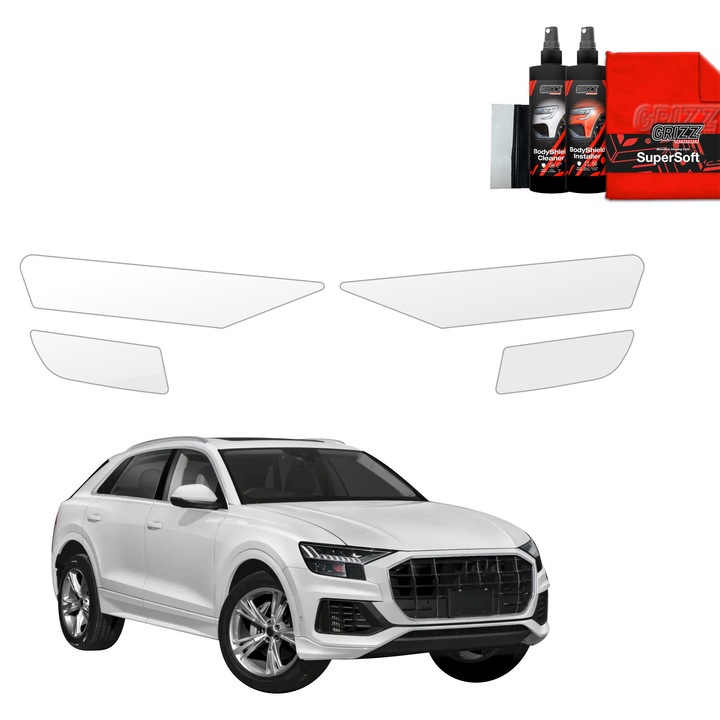 Folie de protectie PPF Transparenta Grizz Glass pentru caroserie, 100% transparenta, set complet, pentru Audi Q8 (2018-2025)