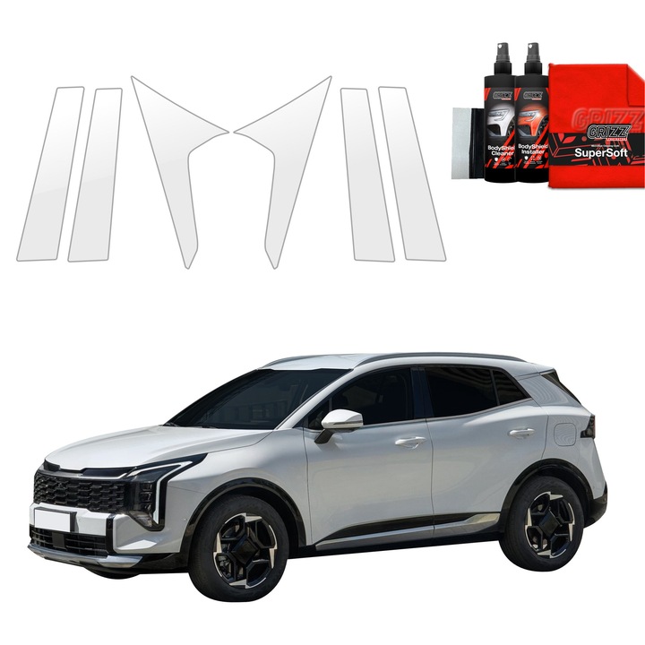 Folie de protectie PPF transparenta Grizz Glass pentru caroserie, set complet, 100% transparenta