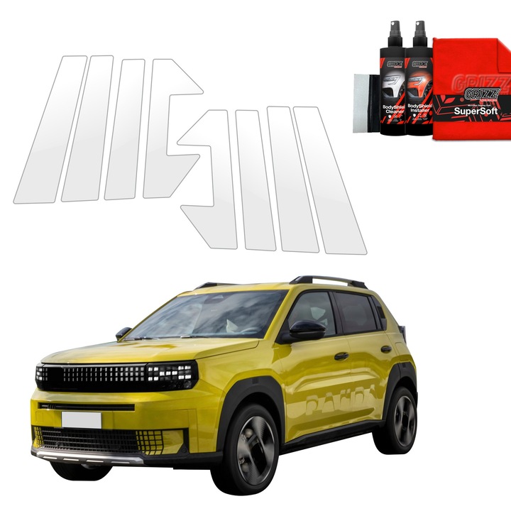 Folie de protectie PPF Transparenta Grizz Glass, set complet, 100% transparent, pentru Fiat Grande Panda (2025)